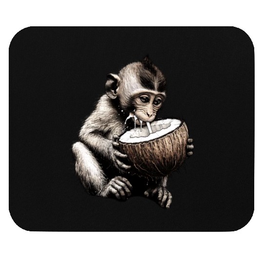 Coconut Milk-Sipping Monkey Mouse Pads