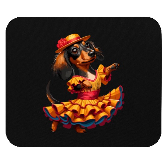 Dachshund dancing flamenco, animal dance Mouse Pads