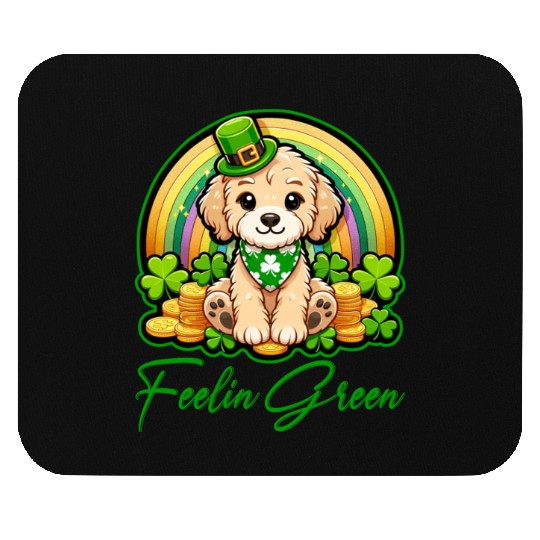 Feelin Green Puppy Rainbow Funny St Patrick's Day Mouse Pads