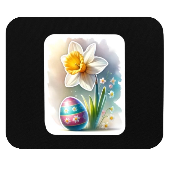 A Beautiful Daffodil With an Easter Egg Mouse Pads