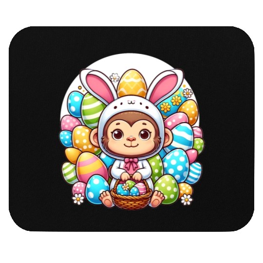 Easter Monkey in Bunny Costume Mouse Pads