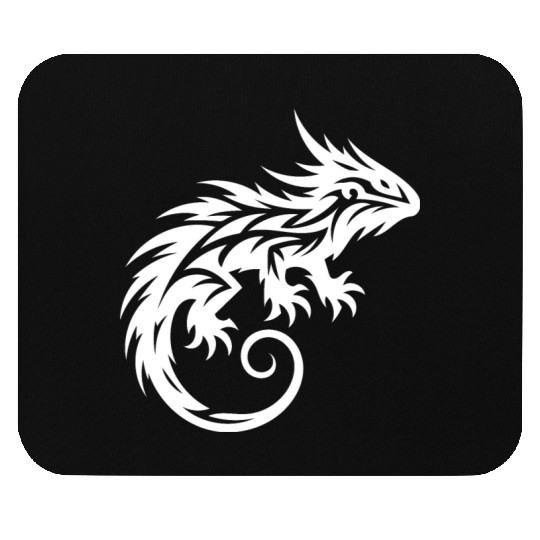 Shaggy Bearded Dragon Tribal Dragon Tattoo Mouse Pads