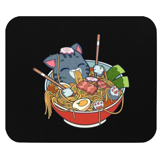 cat eating ramen Mouse Pads