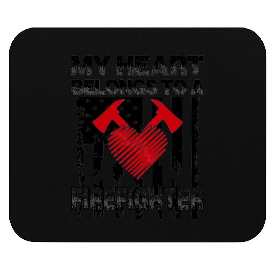 my heart belongs to a firefighter for light Mouse Pads