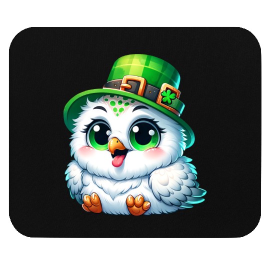 St. Patrick's Cute Snowy Owl Mouse Pads