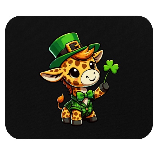 St. Patrick's Day Giraffe Cartoon Mouse Pads