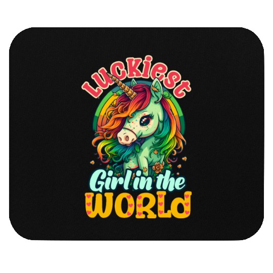 Irish Unicorn St Patricks Luckiest Girl World Mouse Pads