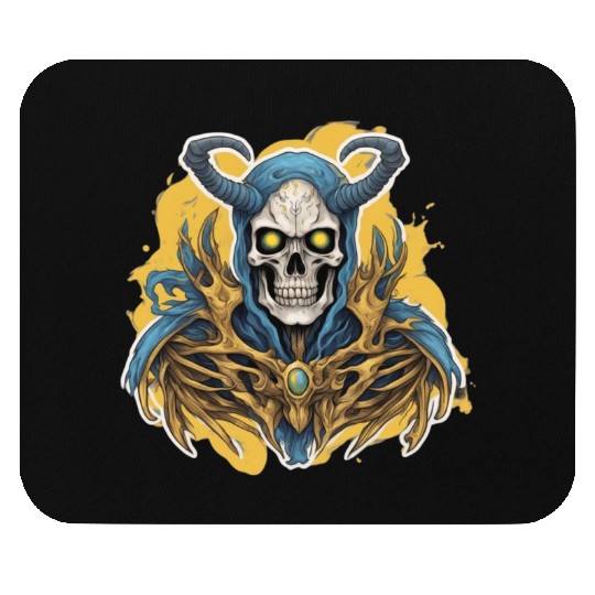 Celestial Crown: Horned Skull Mouse Pads