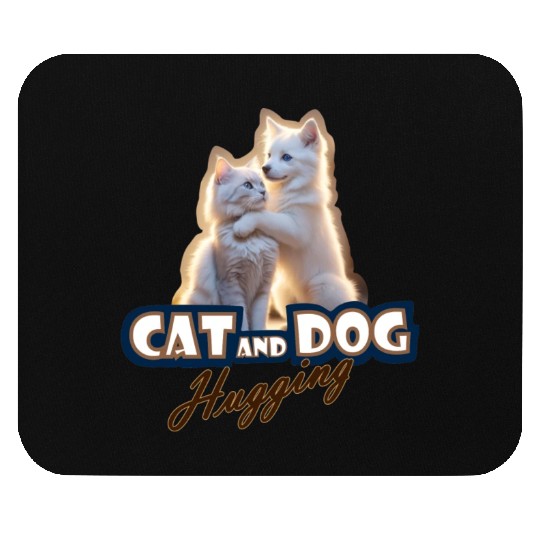 Cat And Dog Hugging Mouse Pads