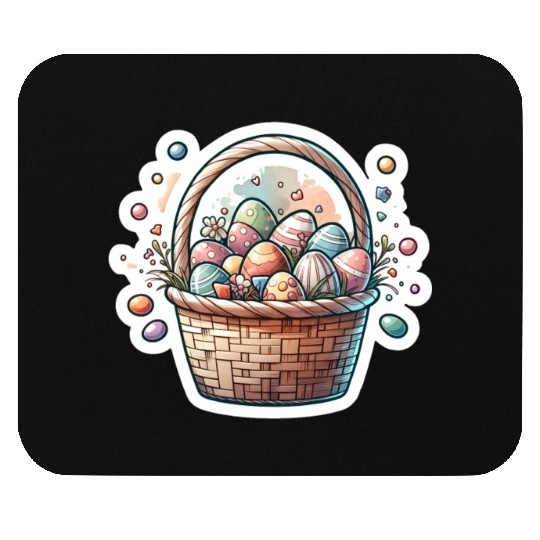 Cute Easter Egg Basket Soft Pastel Color Mouse Pads