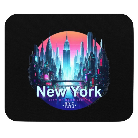 NYC neon light Mouse Pads