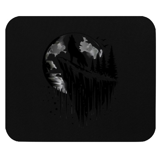 Howling wolf silhouette Mouse Pads