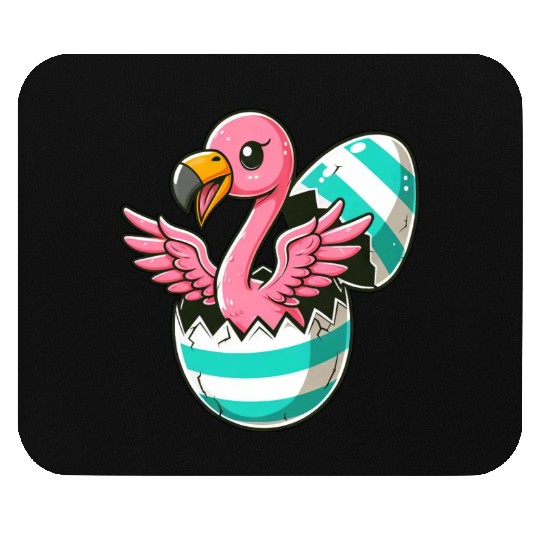 Flamingo Hatching from Easter Egg Easter Surprise Mouse Pads
