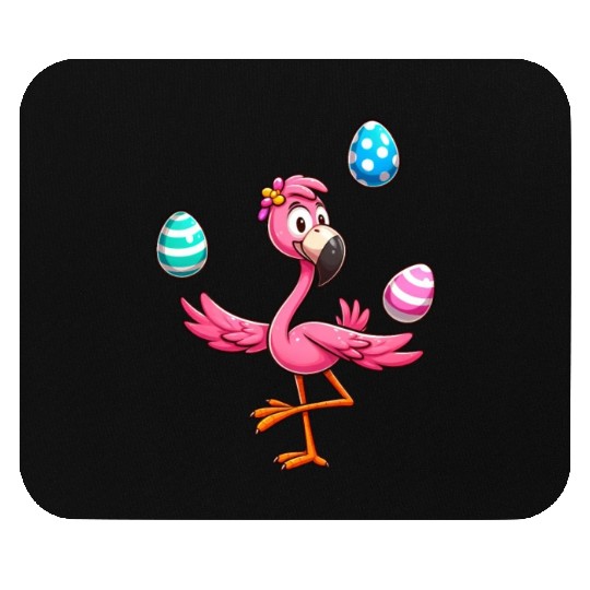 Flamingo Juggler with Easter Eggs Celebration Mouse Pads