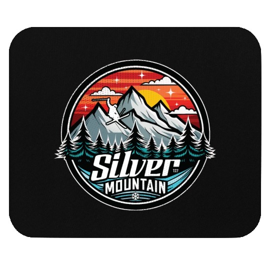 Retro Silver Mountain Ski Mouse Pads