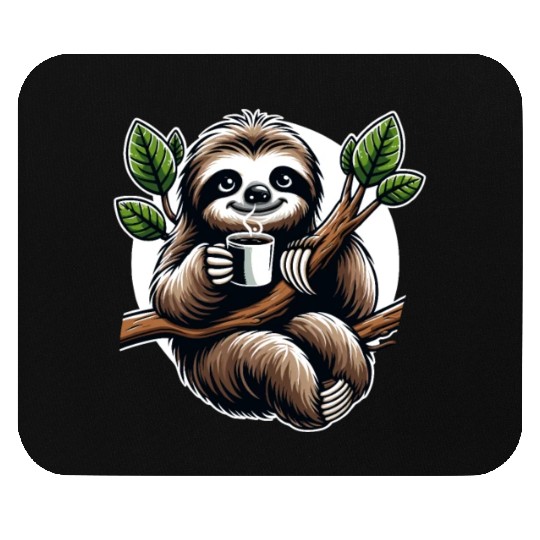 Relaxing Sloth Coffee Lover Fun for a Sloth Mouse Pads