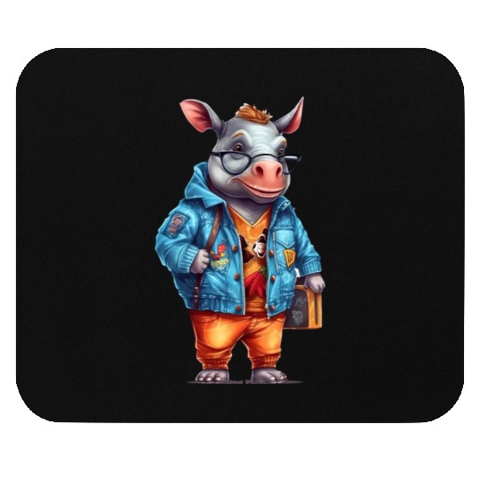 Cute Rhinoceros Cartoon Mouse Pads
