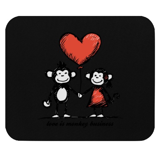 Monkey Lovers Stick Figure Couple Mouse Pads