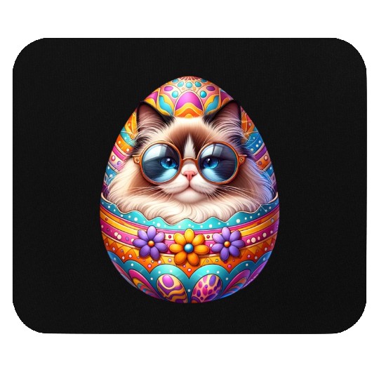Ragdoll Cat in Easter Egg Design Mouse Pads
