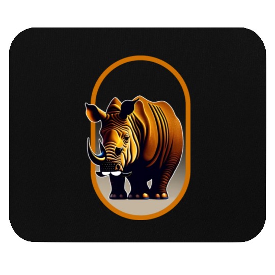 Javan Rhinoceros Illustration Mouse Pads