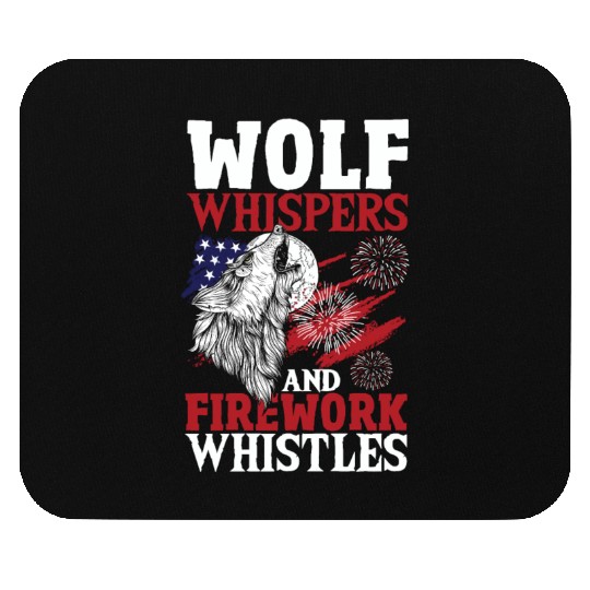 Howling Wolf White Stars Red Stripes American Mouse Pads