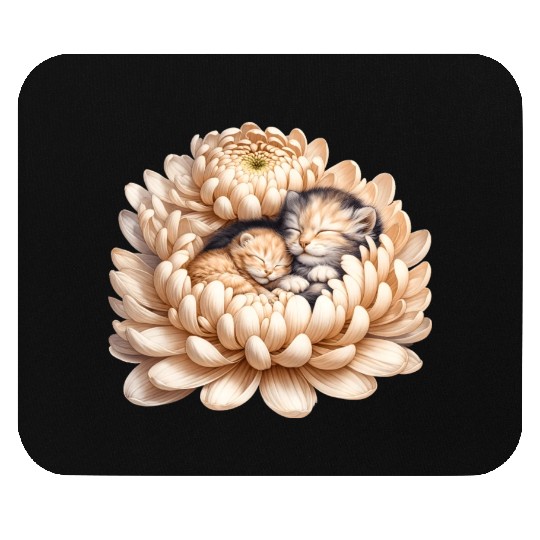 Kittens Sleeping In Flower Mouse Pads