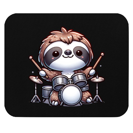 Cool Sloth Drummer Lazy Beats Design Mouse Pads