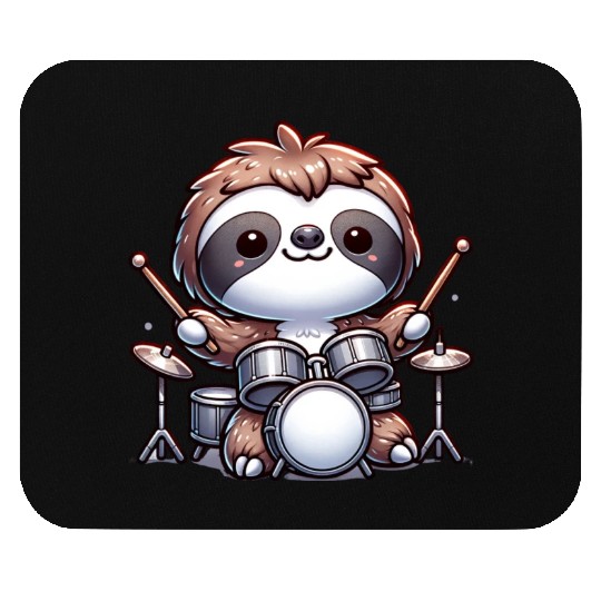 Cool Sloth Drummer Lazy Beats Design Mouse Pads