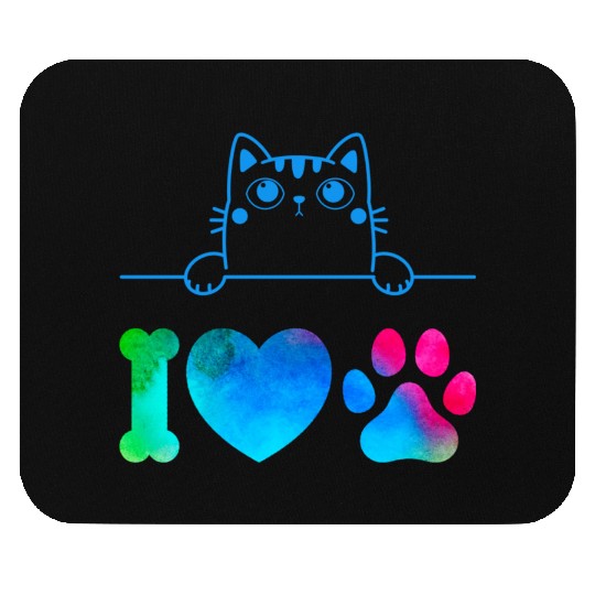 i love cat Mouse Pads
