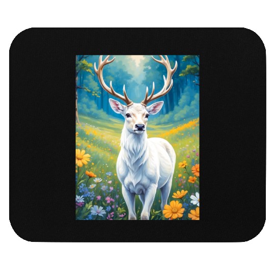 White Deer Mouse Pads