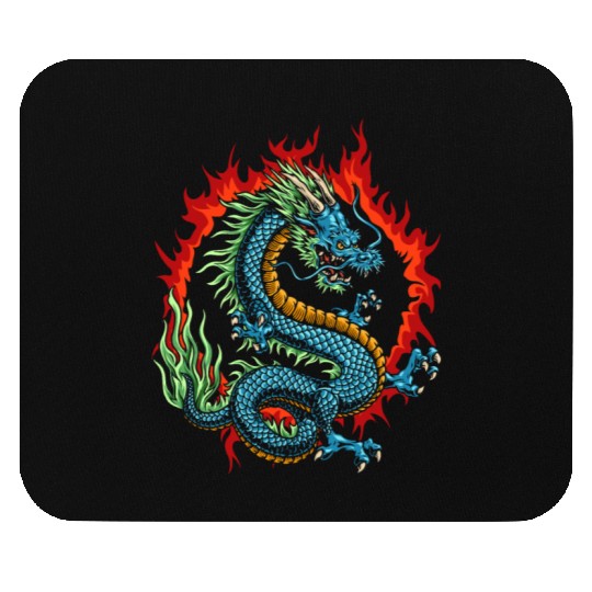 Angry Japanese Dragon Mouse Pads