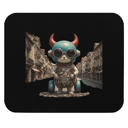 Fantasy scene of an animal in a classic town Mouse Pads