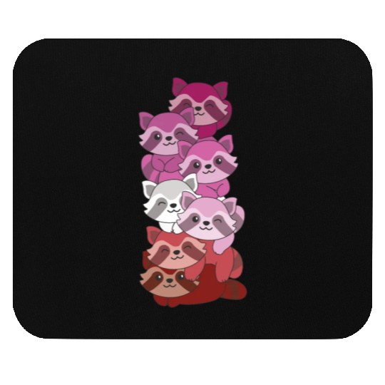 Lipstick Lesbian Flag Pride Lgbtq Cute Raccoon Mouse Pads