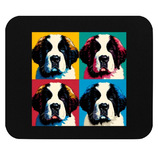 Pop Retro Saint Bernard Puppy Art - Dog Portrait Mouse Pads