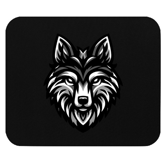 Gray Wolf Head Design Mouse Pads