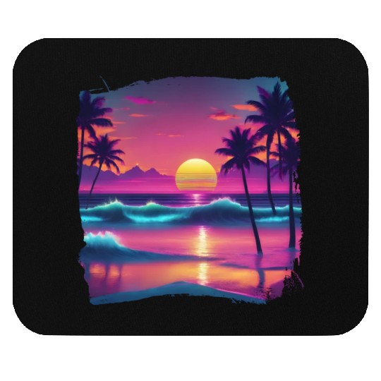 80s AI Airbrushed Beach Scene -Kids Mouse Pads
