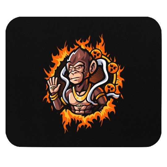 Goddes Ape With Halftone Fire Background Mouse Pads
