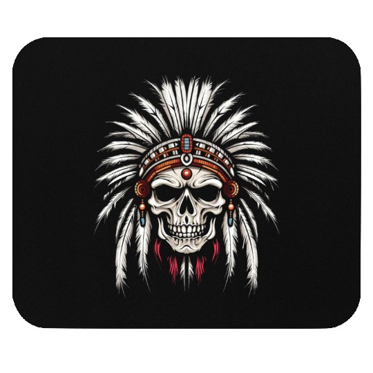 Indigenous Native American Skull Skull Head Mouse Pads