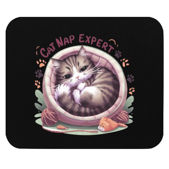 Cat Nap Expert - Funny Cat Outfit! Mouse Pads