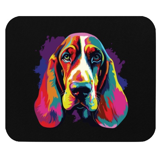 Watercolor Colorful Basset Hound Mouse Pads