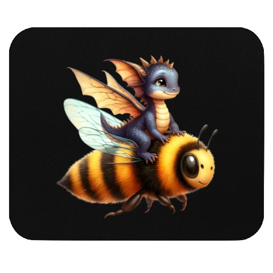 Fun Baby Dragon Riding a Bumble Bee Mouse Pads