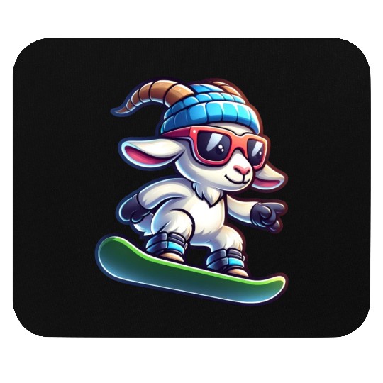 Snowboarder Goat Winter Adventure Mouse Pads
