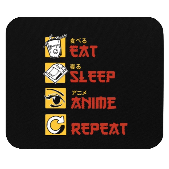 eat sleep anime repeat funny manga Mouse Pads