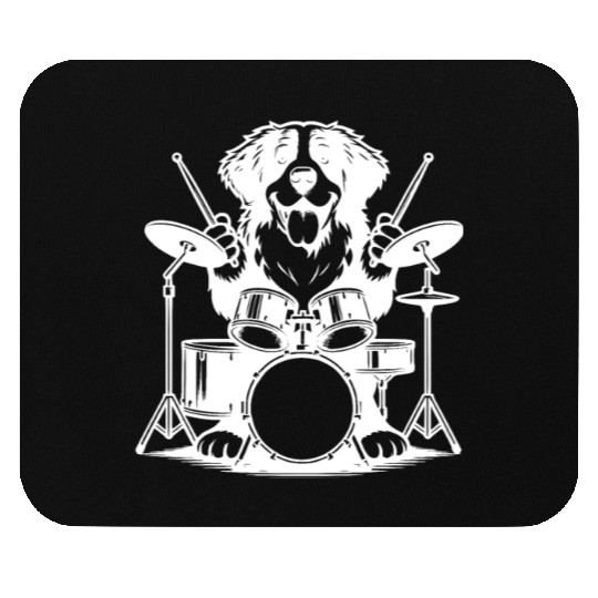 Cool Bernese Mountain Dog Drummer Design Mouse Pads
