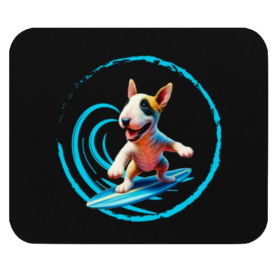 Bull Terrier Surfing Mouse Pads