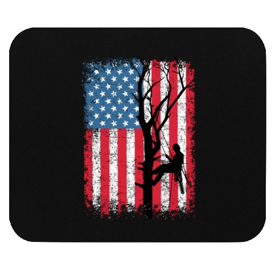 American Flag Arborist Gift For Men Cool Tree Love Mouse Pads
