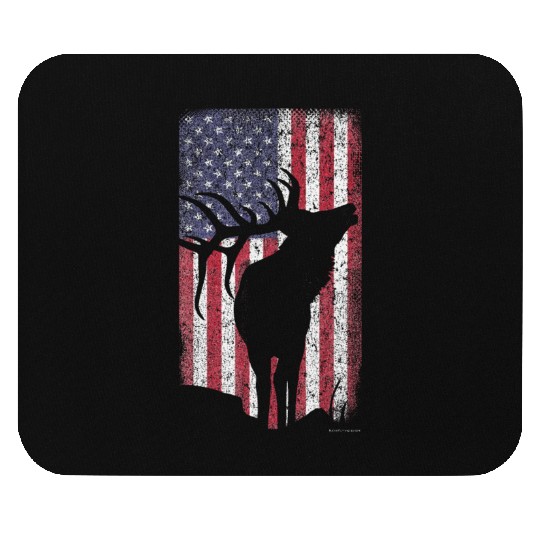 Elk Hunting Bugling Bull US Flag American Mouse Pads