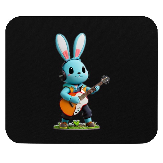 Rabbit playing guitar Mouse Pads