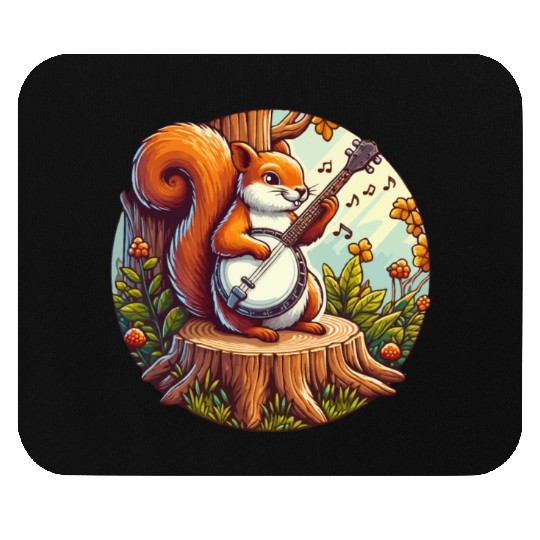 Squirrel Playing Banjo Mouse Pads