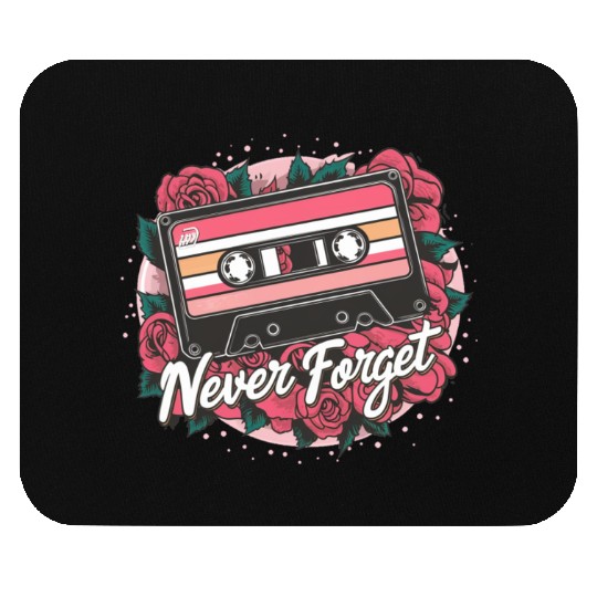 A cassette tape colored with roses never forget Mouse Pads